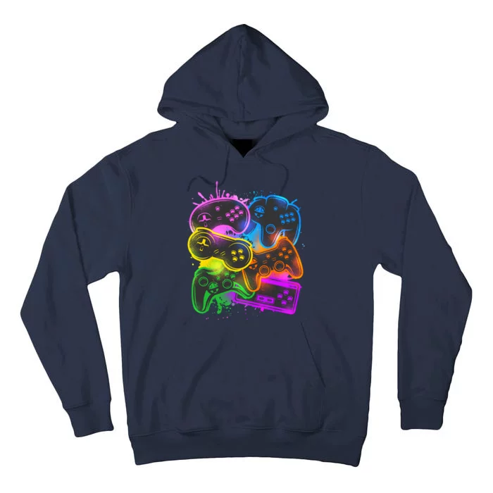 Cool Retro Neon Graffiti Video Game Controllers Tall Hoodie