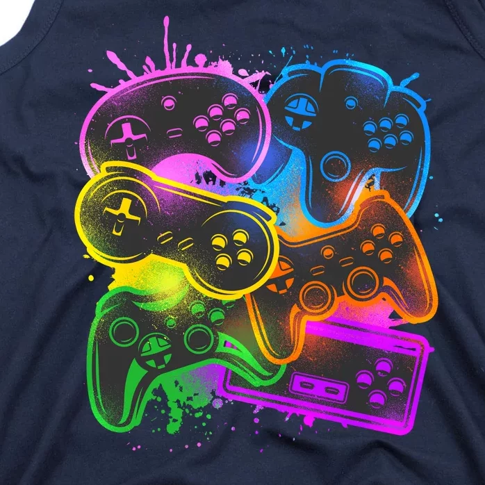 Cool Retro Neon Graffiti Video Game Controllers Tank Top