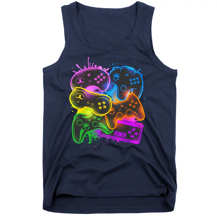 Cool Retro Neon Graffiti Video Game Controllers Tank Top