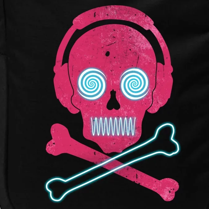 Cool Retro Neon Headphones Skull Music Lover Impact Tech Backpack