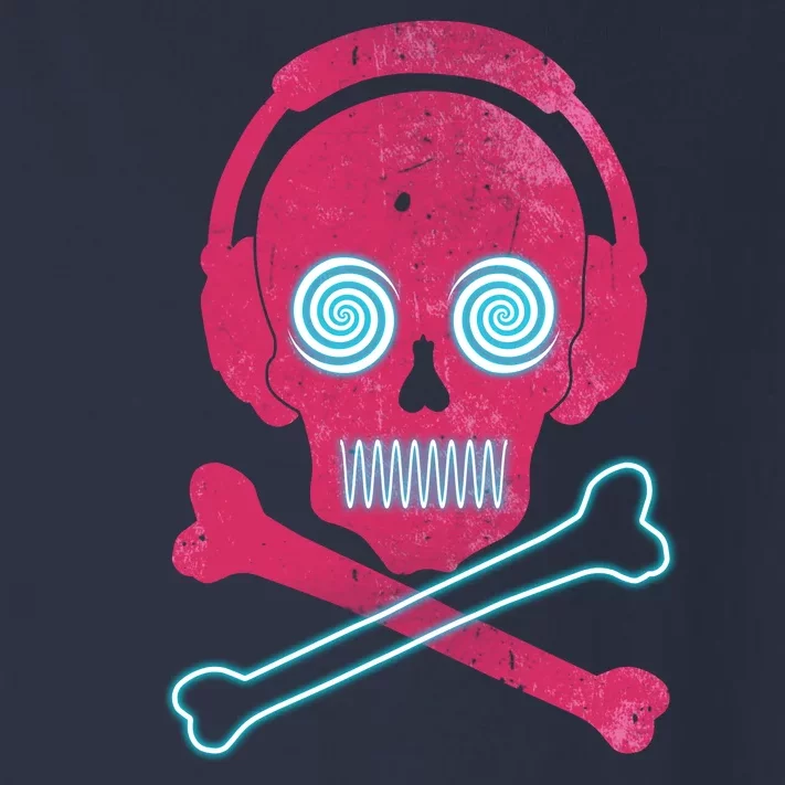 Cool Retro Neon Headphones Skull Music Lover Toddler Long Sleeve Shirt