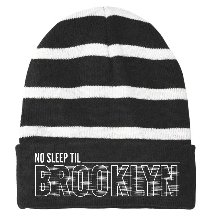 Cool Retro No Sleep Til Brooklyn Old School Portable Stereo Striped Beanie with Solid Band