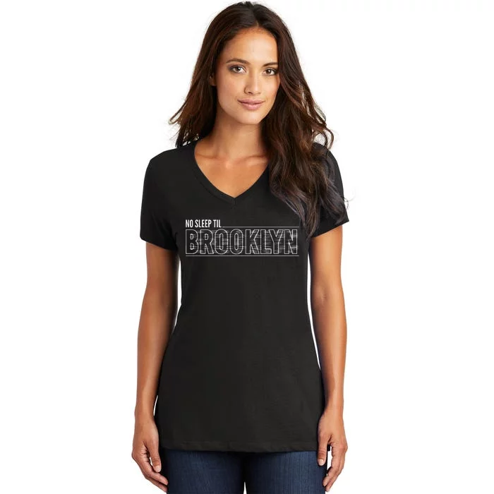 Cool Retro No Sleep Til Brooklyn Old School Portable Stereo Women's V-Neck T-Shirt