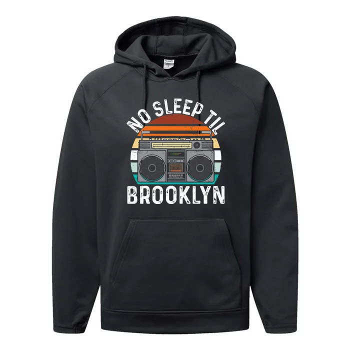 Cool Retro No Sleep Til Brooklyn Old School Portable Stereo Performance Fleece Hoodie