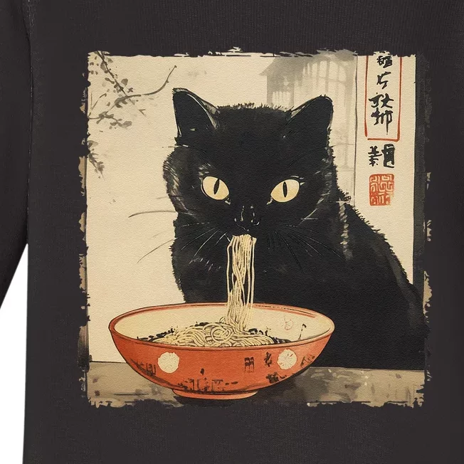 Cat Ramen Noodle Japanese Art Anime Manga Kawaii Cat Gift Baby Long Sleeve Bodysuit