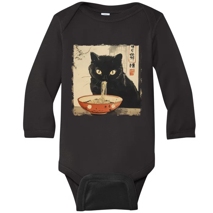 Cat Ramen Noodle Japanese Art Anime Manga Kawaii Cat Gift Baby Long Sleeve Bodysuit