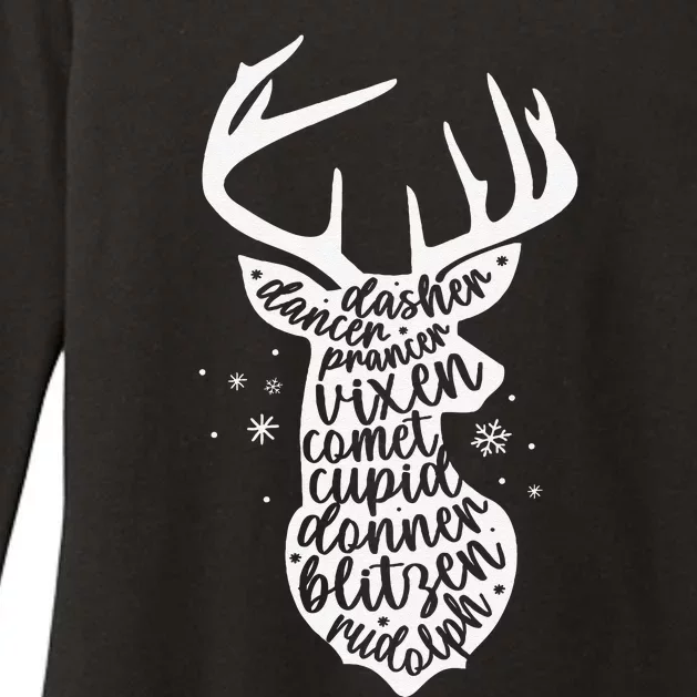 Christmas Reindeer Names Cute Holiday Rudolph Funny Womens CVC Long Sleeve Shirt