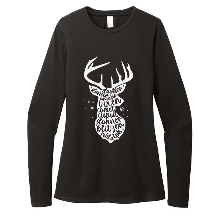 Christmas Reindeer Names Cute Holiday Rudolph Funny Womens CVC Long Sleeve Shirt