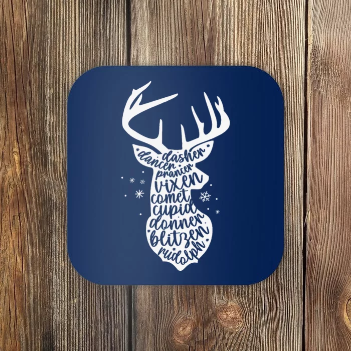 Christmas Reindeer Names Cute Holiday Rudolph Funny Coaster