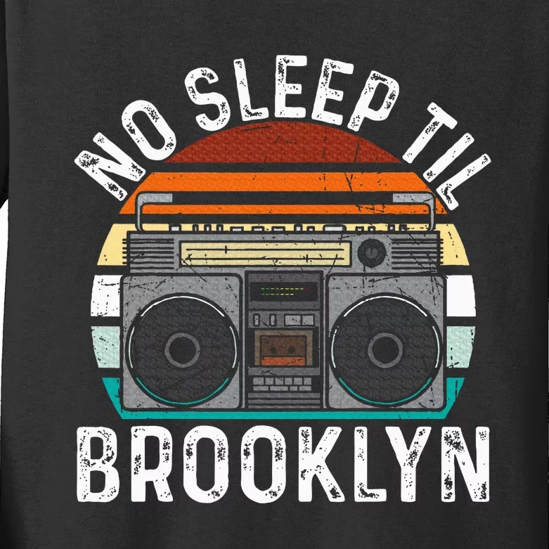 Cool Retro No Sleep Til Brooklyn Old School Portable Stereo Kids Long Sleeve Shirt