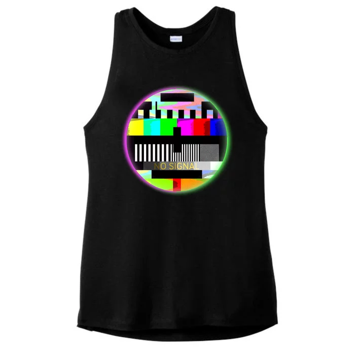 Cool Retro No Tv Signal Ladies Tri-Blend Wicking Tank