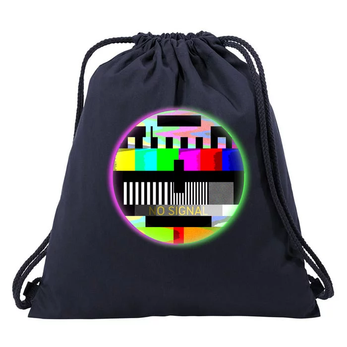 Cool Retro No Tv Signal Drawstring Bag