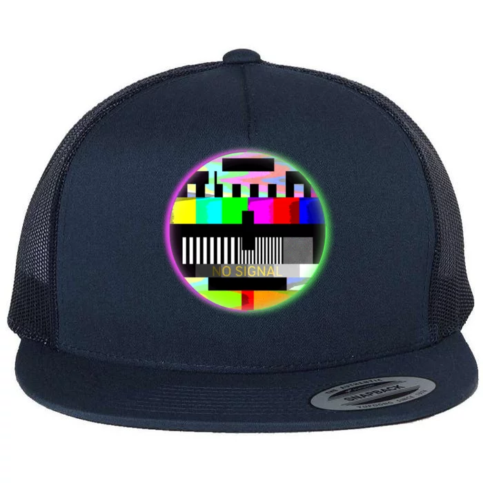 Cool Retro No Tv Signal Flat Bill Trucker Hat