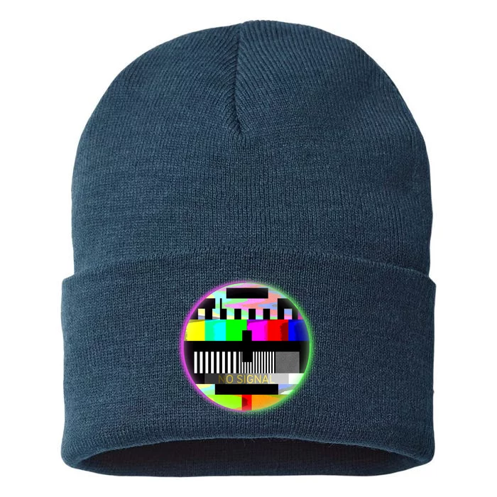 Cool Retro No Tv Signal Sustainable Knit Beanie