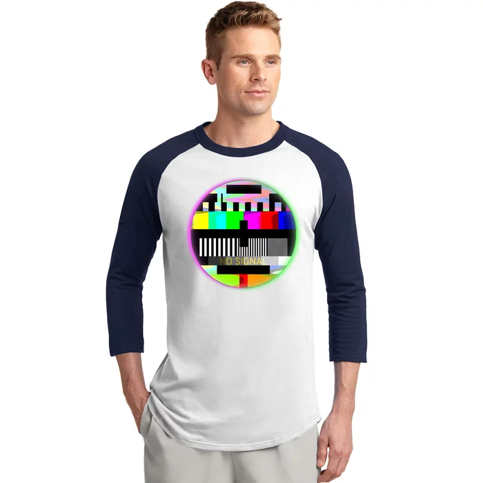 Cool Retro No Tv Signal Baseball Sleeve Shirt