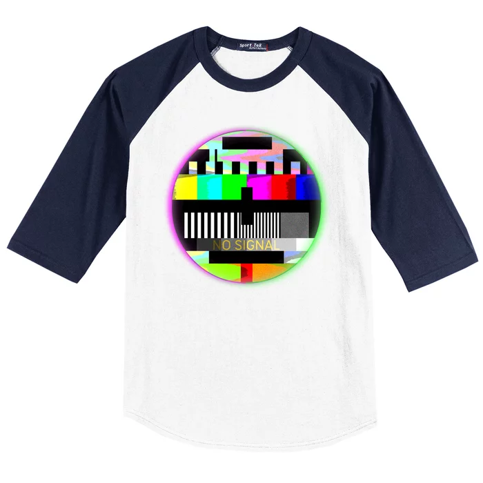 Cool Retro No Tv Signal Baseball Sleeve Shirt