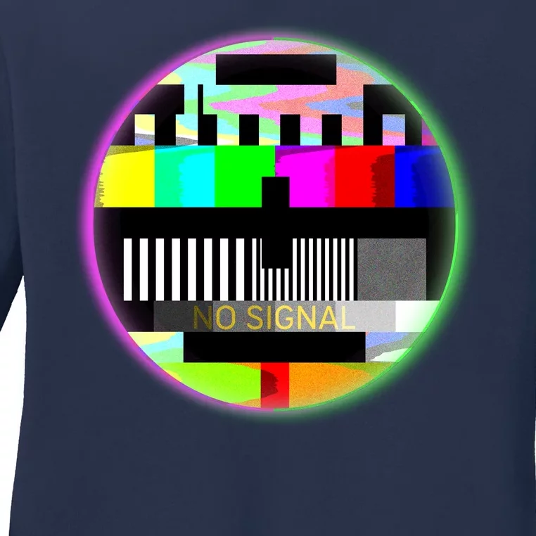 Cool Retro No Tv Signal Ladies Long Sleeve Shirt