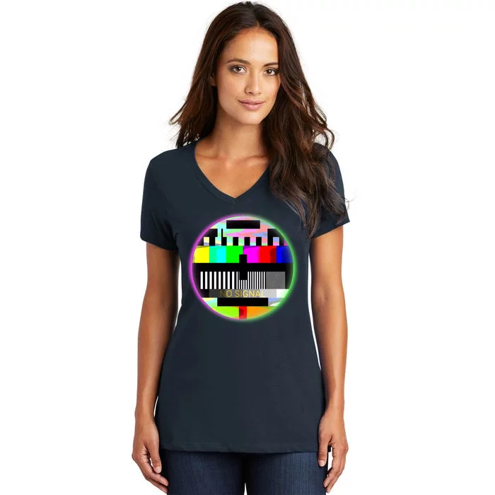 Cool Retro No Tv Signal Women's V-Neck T-Shirt