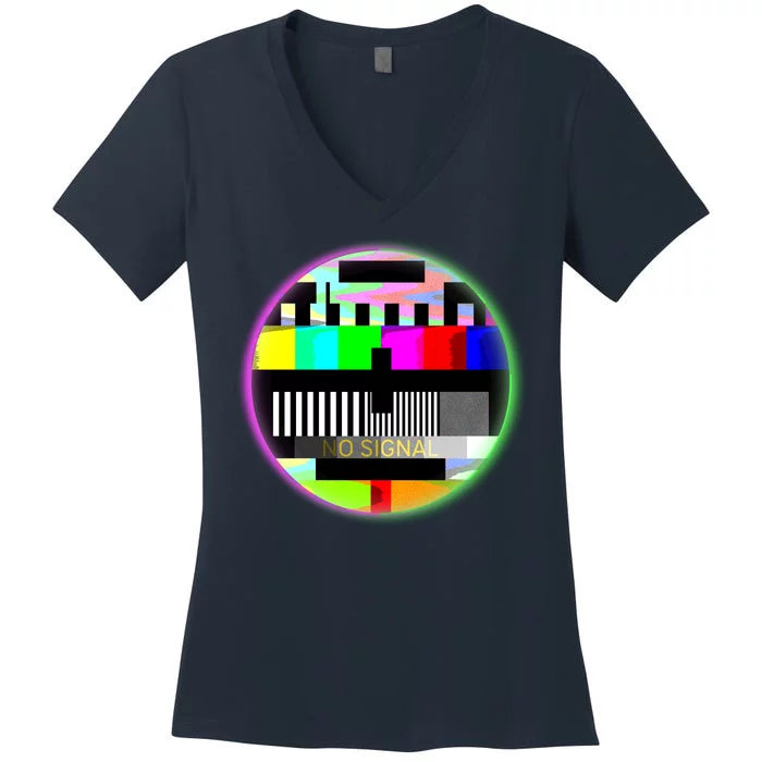 Cool Retro No Tv Signal Women's V-Neck T-Shirt