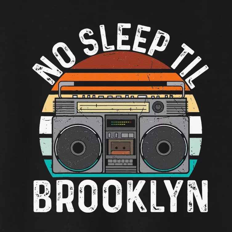 Cool Retro No Sleep Til Brooklyn Old School Portable Stereo Women's Crop Top Tee