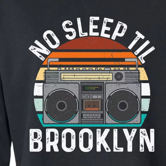 Cool Retro No Sleep Til Brooklyn Old School Portable Stereo Cropped Pullover Crew