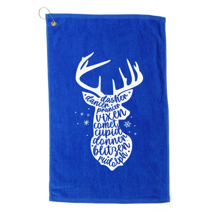 Christmas Reindeer Names Cute Holiday Rudolph Funny Platinum Collection Golf Towel