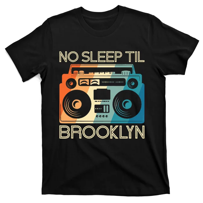 Cool Retro No Sleep Til Brooklyn Old School Portable Stereo T-Shirt