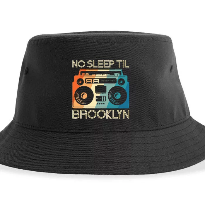 Cool Retro No Sleep Til Brooklyn Old School Portable Stereo Sustainable Bucket Hat