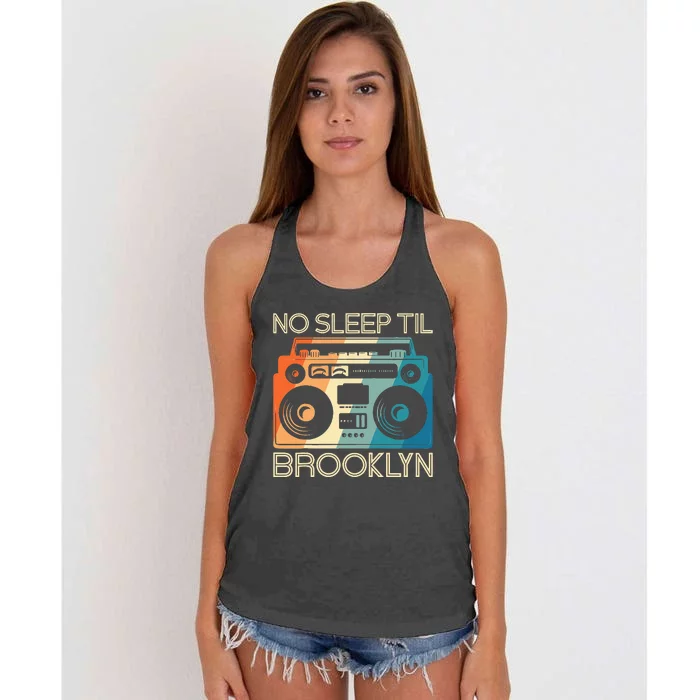 Cool Retro No Sleep Til Brooklyn Old School Portable Stereo Women's Knotted Racerback Tank