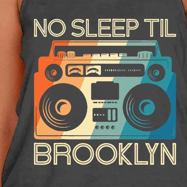 Cool Retro No Sleep Til Brooklyn Old School Portable Stereo Women's Knotted Racerback Tank