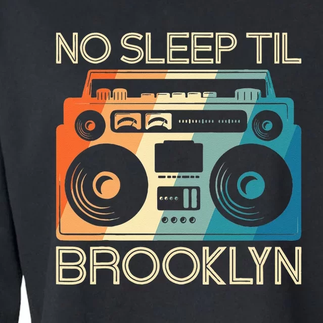 Cool Retro No Sleep Til Brooklyn Old School Portable Stereo Cropped Pullover Crew