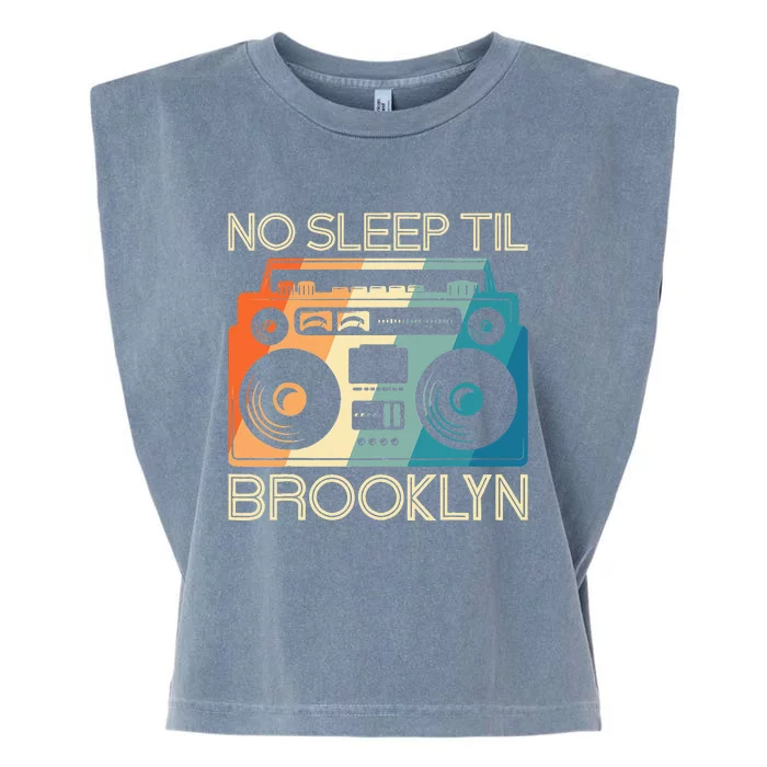 Cool Retro No Sleep Til Brooklyn Old School Portable Stereo Garment-Dyed Women's Muscle Tee