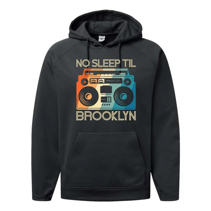 Cool Retro No Sleep Til Brooklyn Old School Portable Stereo Performance Fleece Hoodie