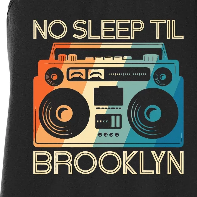 Cool Retro No Sleep Til Brooklyn Old School Portable Stereo Women's Racerback Tank