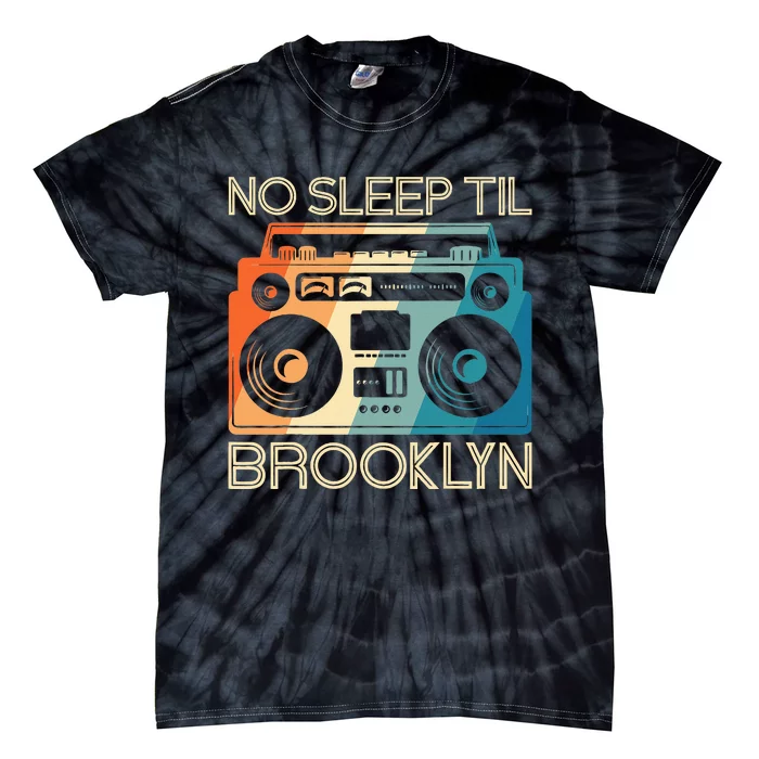 Cool Retro No Sleep Til Brooklyn Old School Portable Stereo Tie-Dye T-Shirt