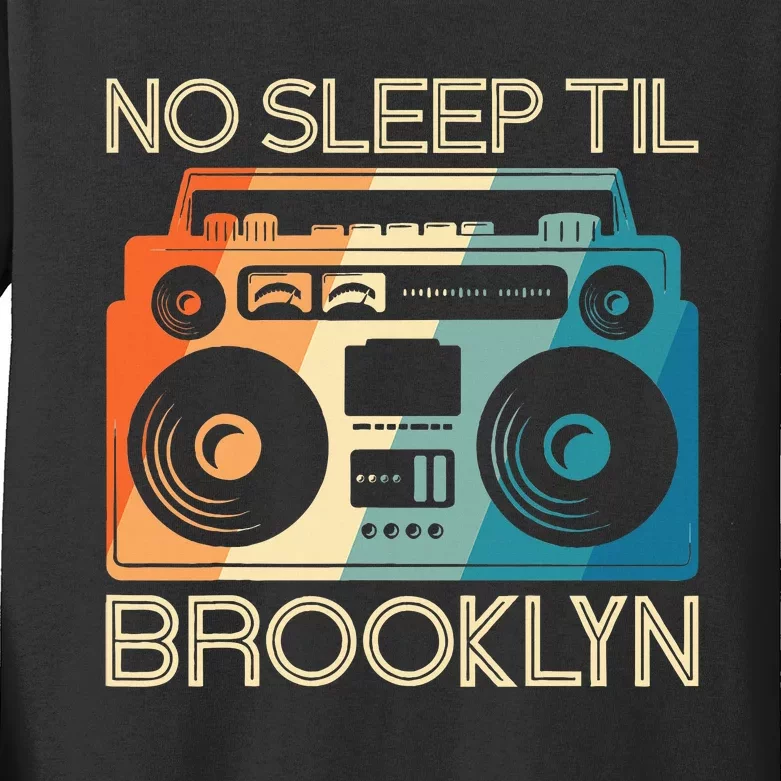 Cool Retro No Sleep Til Brooklyn Old School Portable Stereo Kids Long Sleeve Shirt