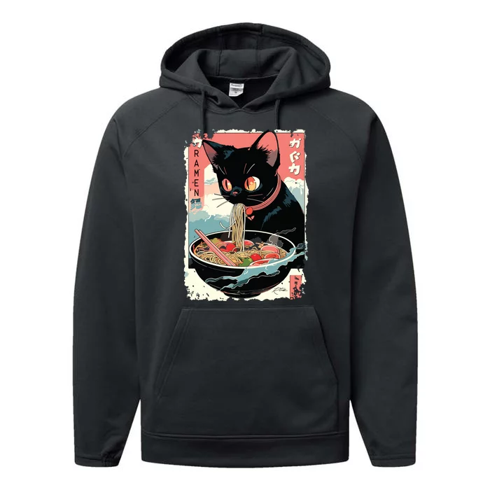 Cat Ramen Noodle Japanese Anime Manga Ramen Kawaii Cat Performance Fleece Hoodie