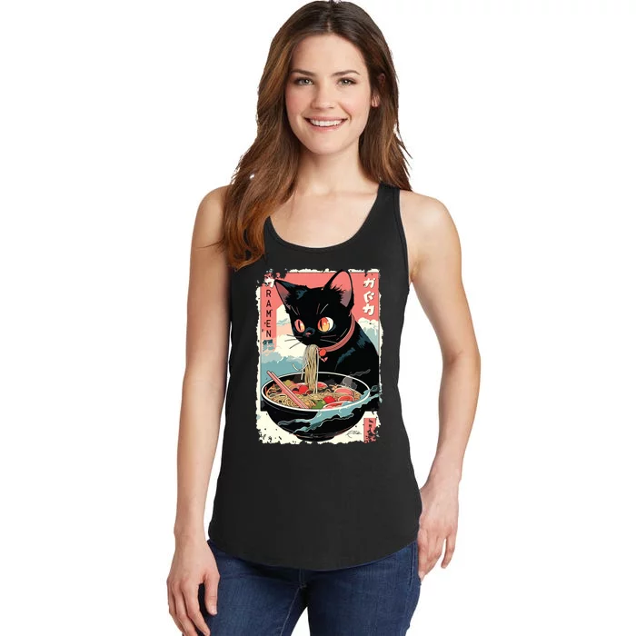 Cat Ramen Noodle Japanese Anime Manga Ramen Kawaii Cat Ladies Essential Tank