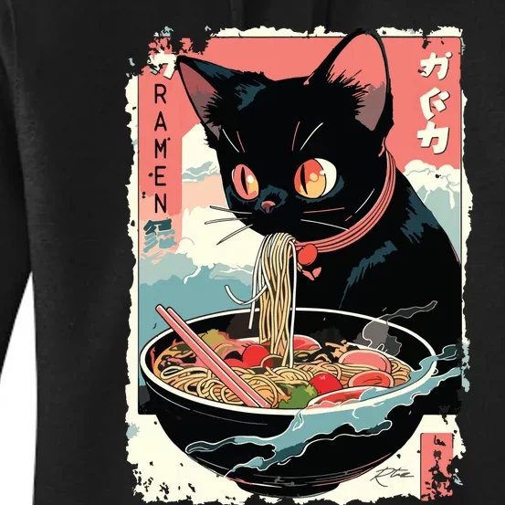 Cat Ramen Noodle Japanese Anime Manga Ramen Kawaii Cat Women's Pullover Hoodie