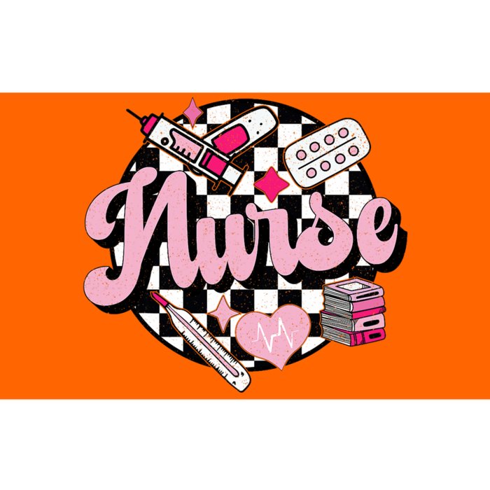 Checkered Retro Nurse School For Women Nursing Groovy Nurse Bumper Sticker