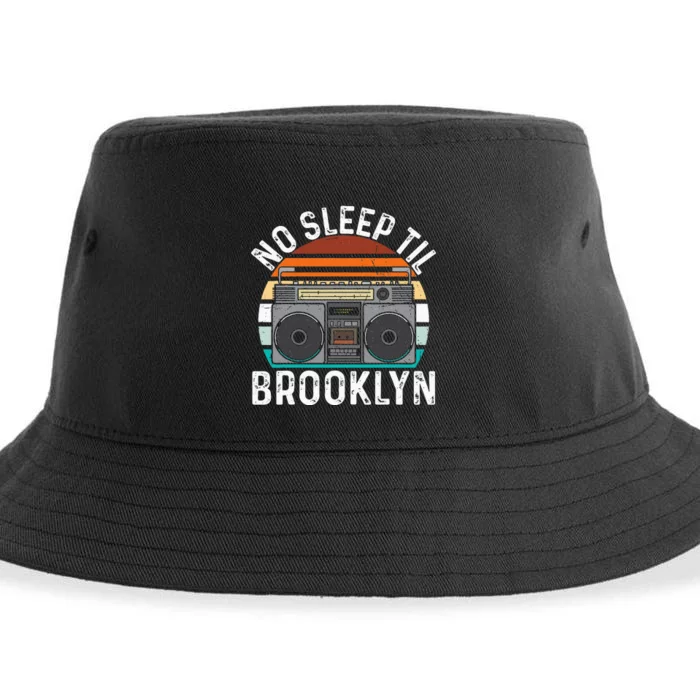 Cool Retro No Sleep Til Brooklyn Old School Portable Stereo Sustainable Bucket Hat