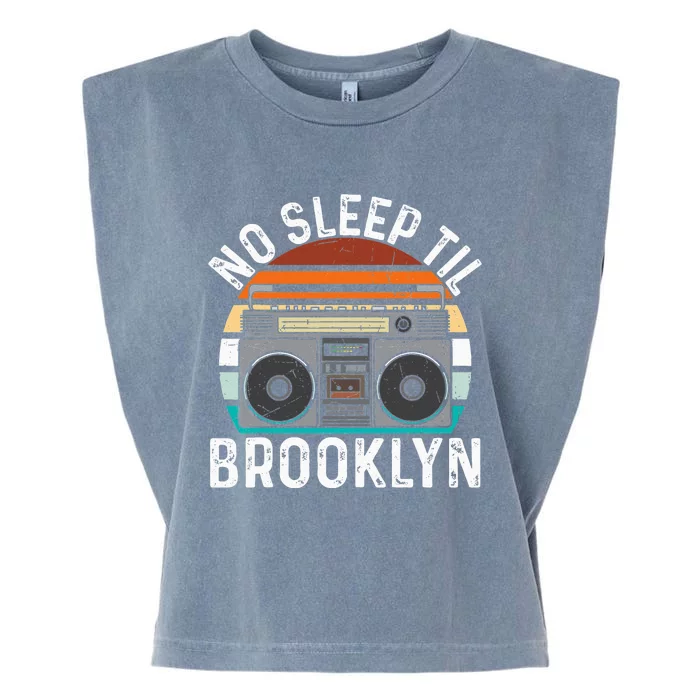 Cool Retro No Sleep Til Brooklyn Old School Portable Stereo Garment-Dyed Women's Muscle Tee