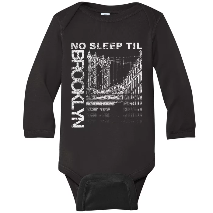 Cool Retro No Sleep Til Brooklyn Old School Portable Stereo Baby Long Sleeve Bodysuit