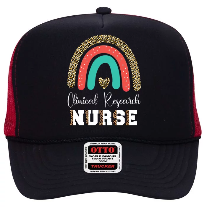 Clinical Research Nurse Leopard Nursing Graduation Gift High Crown Mesh Trucker Hat