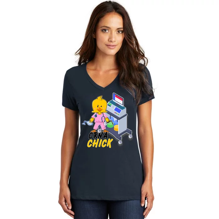 CRNA Chick Nurse Anesthetist Women's V-Neck T-Shirt