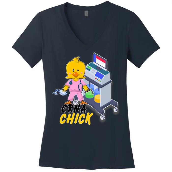 CRNA Chick Nurse Anesthetist Women's V-Neck T-Shirt