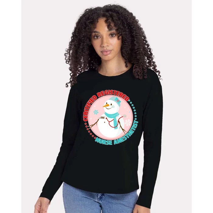 CRNA Snowlady Nurse Anesthetists Womens Cotton Relaxed Long Sleeve T-Shirt