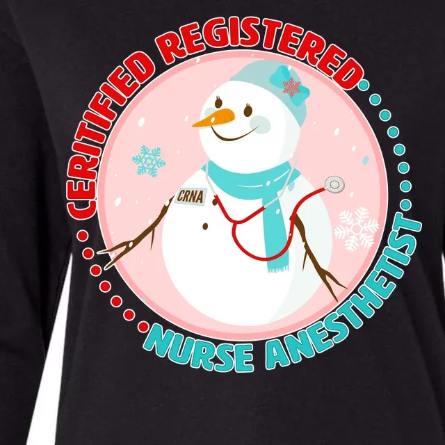 CRNA Snowlady Nurse Anesthetists Womens Cotton Relaxed Long Sleeve T-Shirt