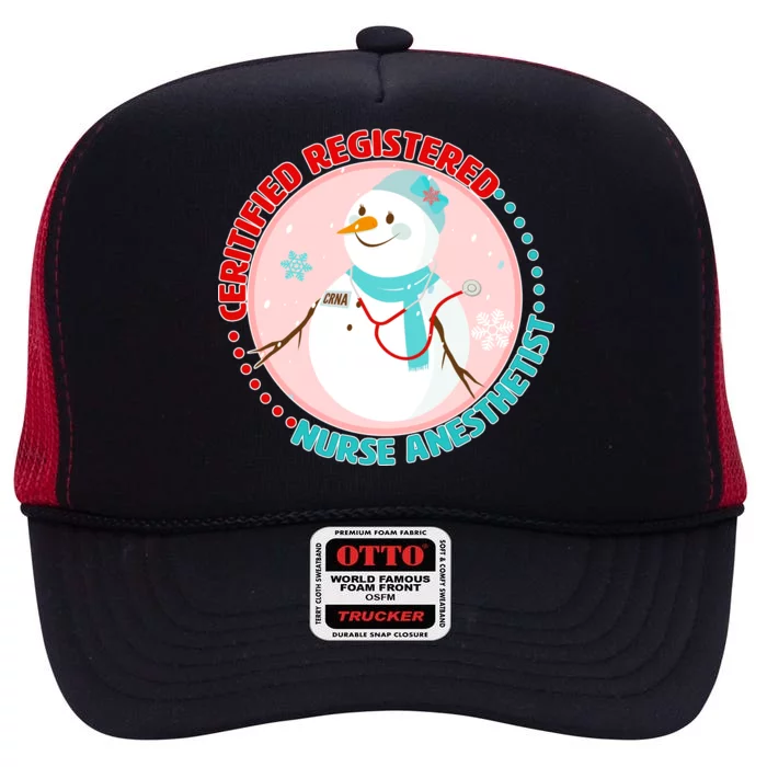 CRNA Snowlady Nurse Anesthetists High Crown Mesh Trucker Hat