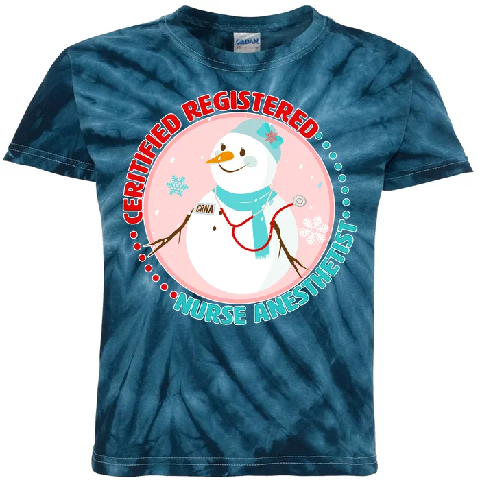 CRNA Snowlady Nurse Anesthetists Kids Tie-Dye T-Shirt